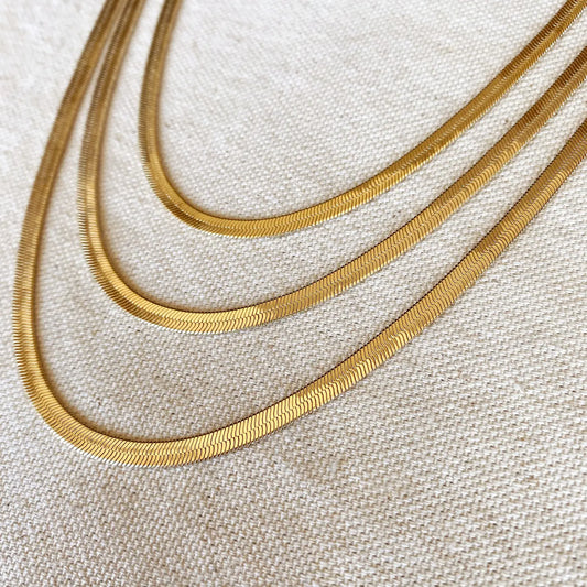 Magic Hour Herringbone Choker Necklace - 18k Gold Filled