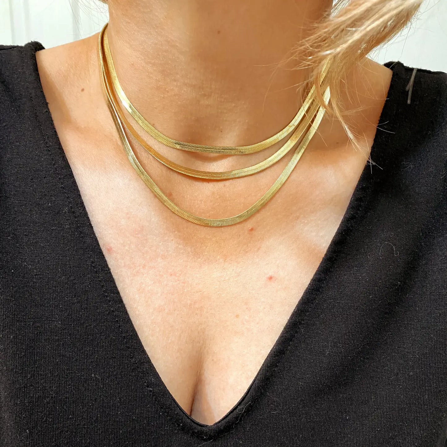 Magic Hour Herringbone Choker Necklace - 18k Gold Filled
