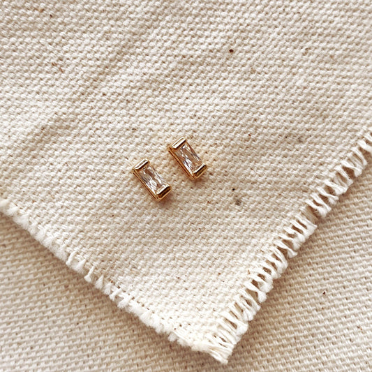 Island Studs 18k Gold Filled CZ Baguette Stud Earrings