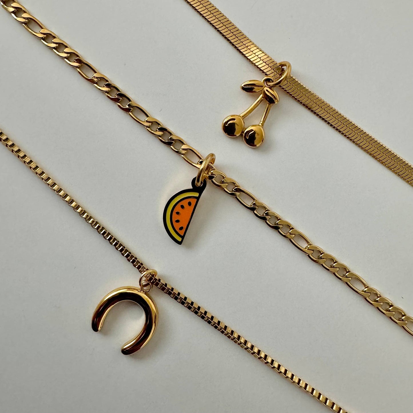 Lina Three Layer Charm Necklace- Gold