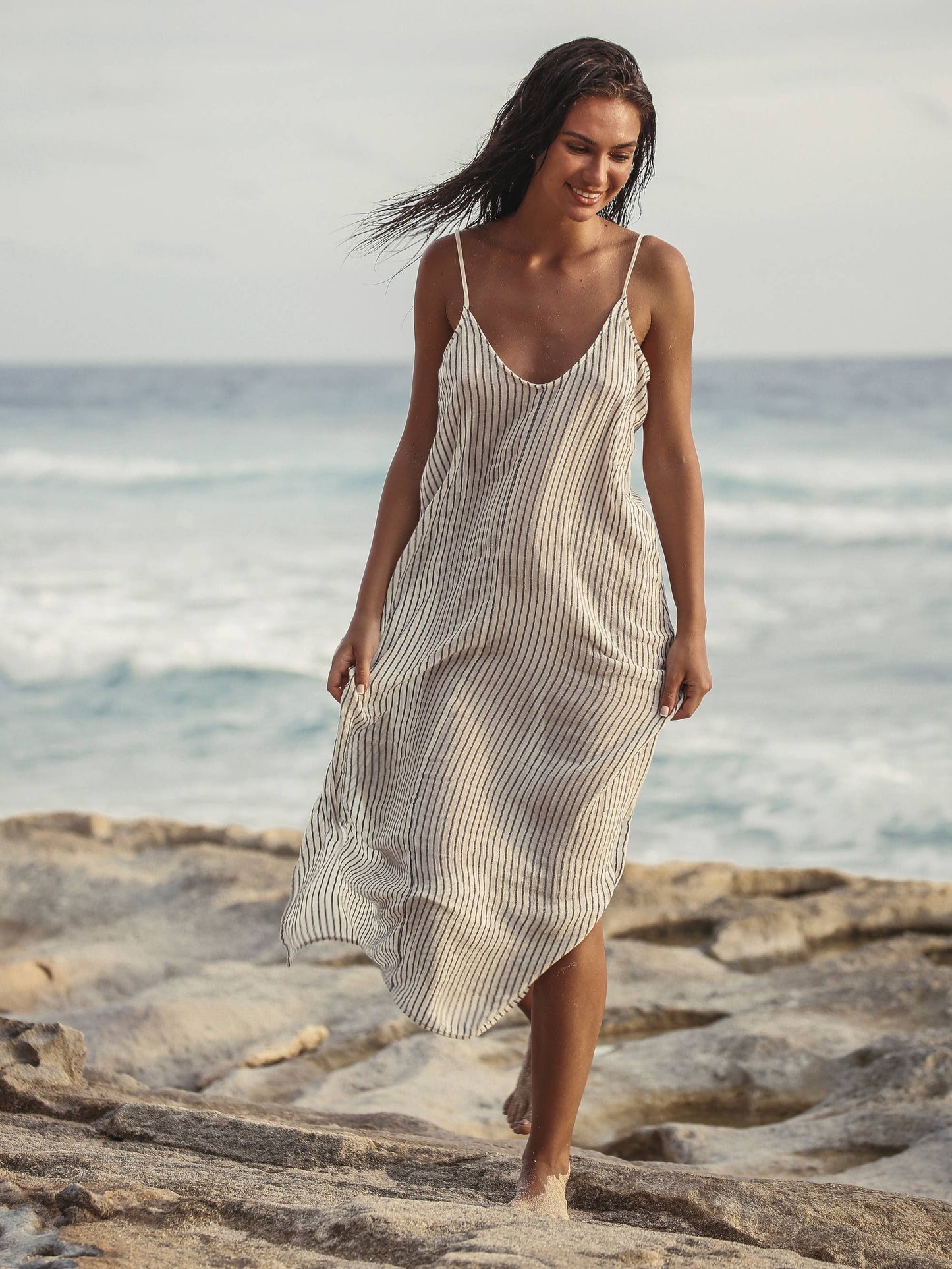 Yaz Dress - Black Stripes